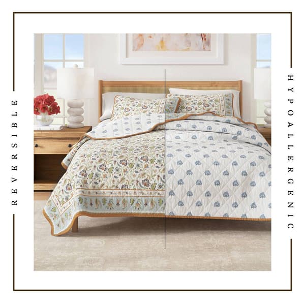 FreshFolds Indira 3pc. Reversible Floral Bordered Quilt Set