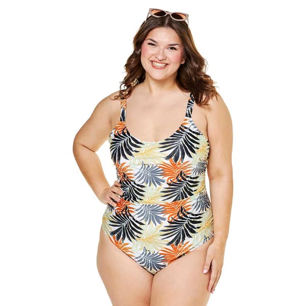Plus Size Nicole Miller Studio Palm Leaf One Piece Swimsuit - image 