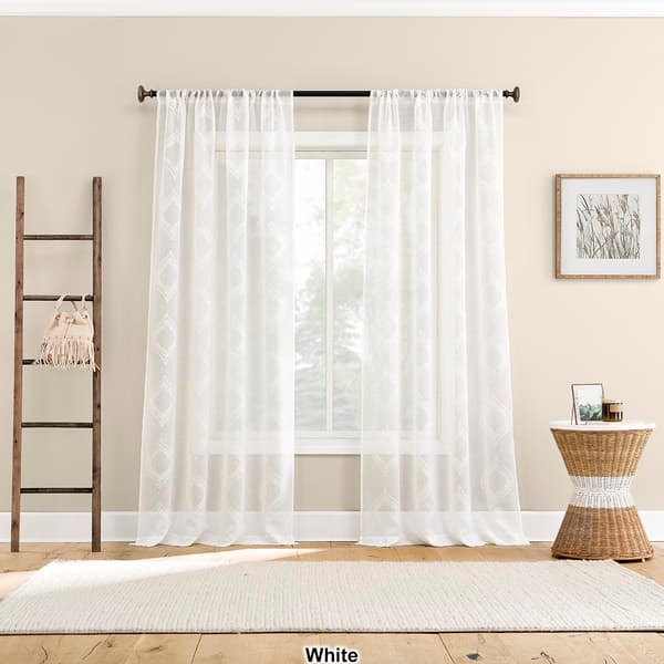 Rivalie Embroidered Sheer Rod Pocket Panel Curtain