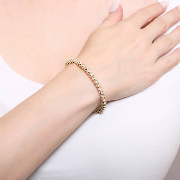 Athra Gold over Brass Single Honeycomb Crystal Coil Bracelet