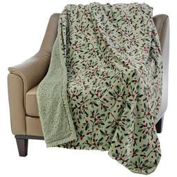 Mountain Ridge® Reversible Mistletoe Sherpa Throw
