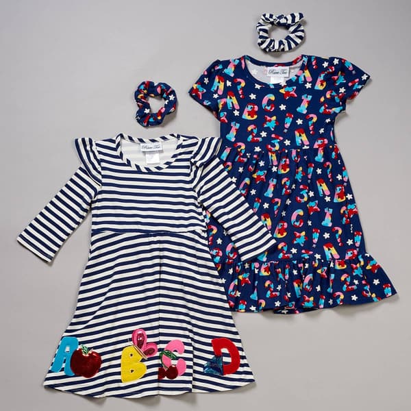 Girls &#40;4-6x&#41; Rare Too 2pk. Stripe & ABC Yummy Dresses - image 