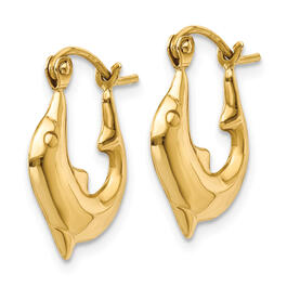 Gold Classics&#8482; 14k Gold Polished Dolphin Hoop Earrings