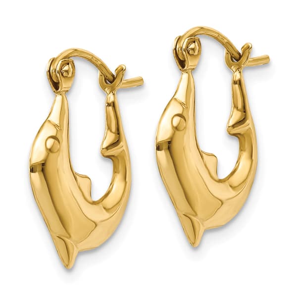 Gold Classics™ 14k Gold Polished Dolphin Hoop Earrings