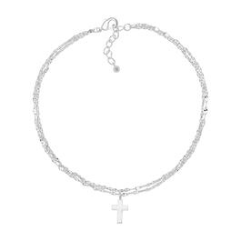 Barefootsies Cross Double Strand Mirror Chain Anklet
