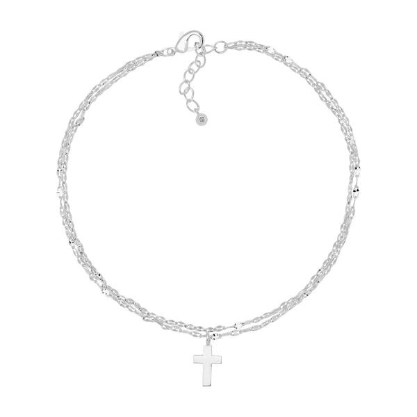 Barefootsies Cross Double Strand Mirror Chain Anklet - image 