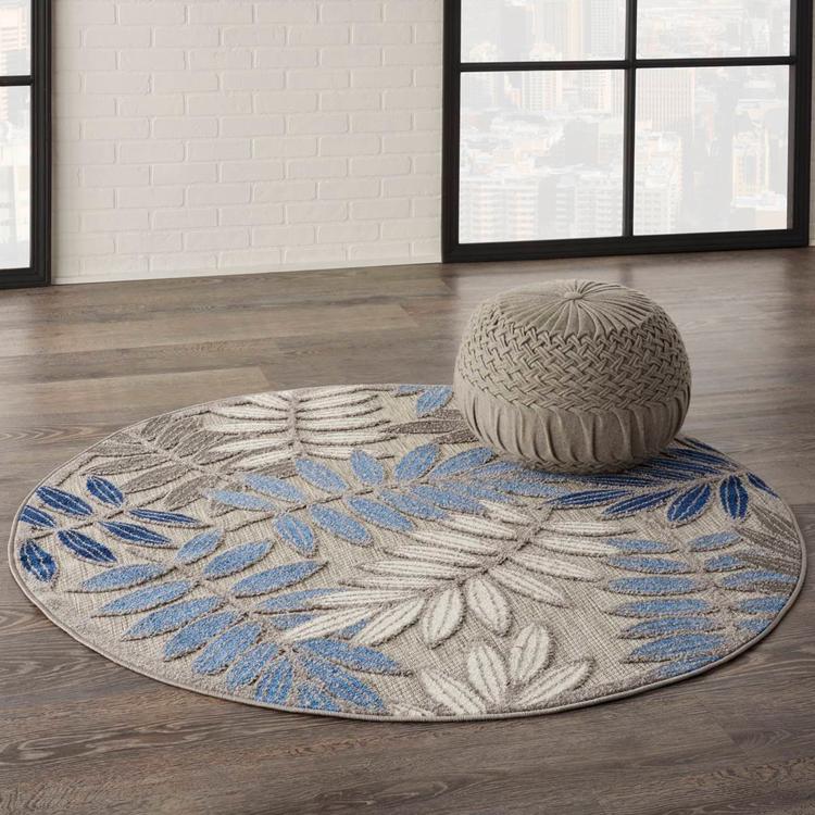 Nourison Aloha Leaf Print Round Rug