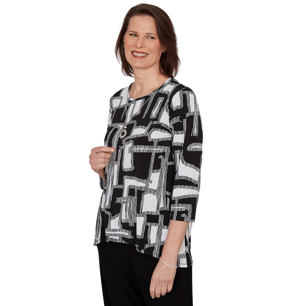 Petite Alfred Dunner Classics Geometric Abstract Blouse