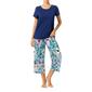 Womens HUE&#40;R&#41; Short Sleeve Floral Mosaic Tee & Capri Pajama Set - image 1