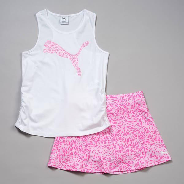 Girls (7-16) Puma(R) Leopard Logo Tank & Skort Set - image 