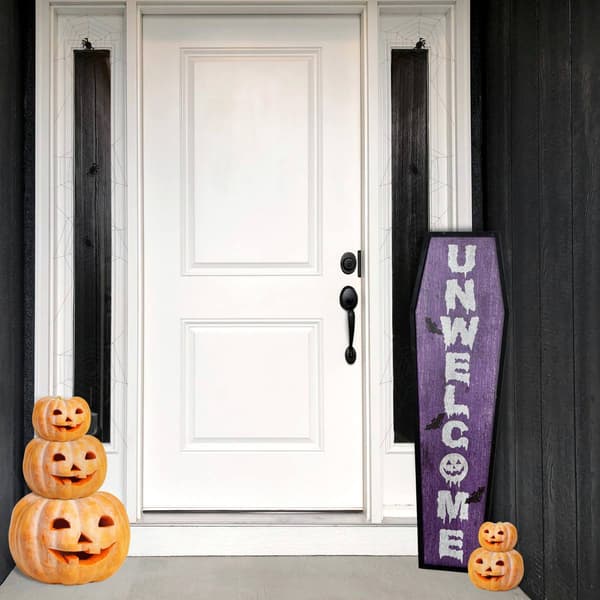 National Tree 39in, Halloween “Unwelcome" Coffin Porch Sign