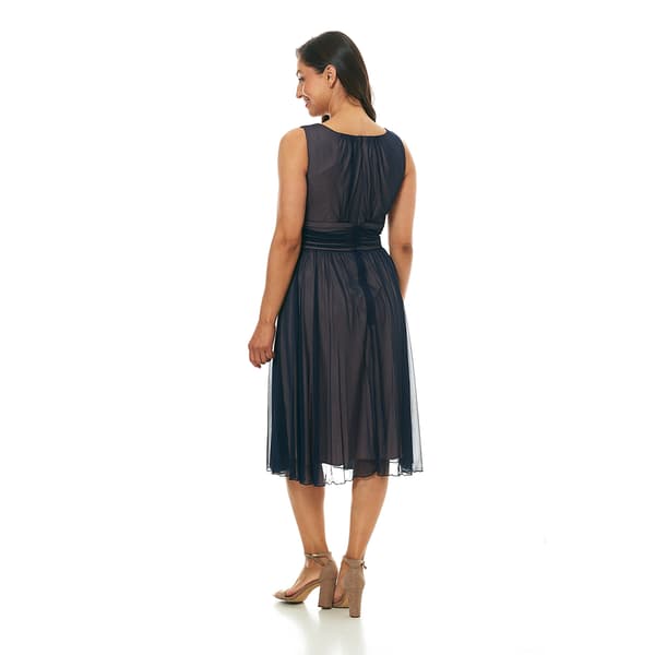 Womens Connected Apparel Sleeveless Sheer Ruched Waist Midi Dress - image 