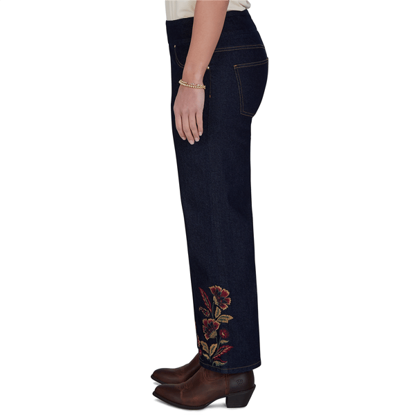 Petite Ruby Rd. English Countryside Embroidered Hem Jeans