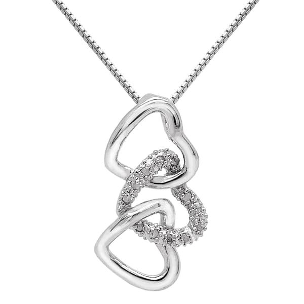 Marsala 10 Points of Diamond Triple Heart Pendant - image 