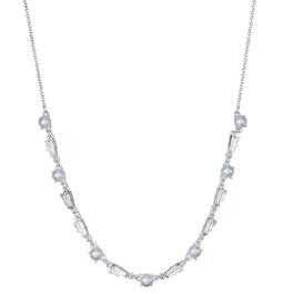 You''re Invited Silver-Tone Crystal & Pearl Frontal Necklace