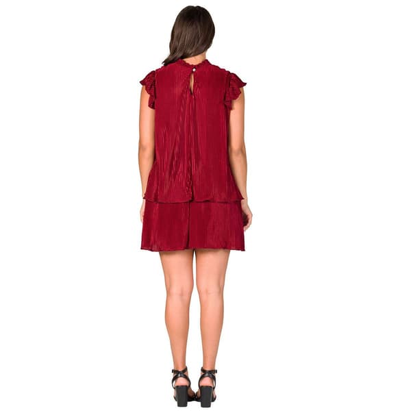 Womens 24/7 Comfort Apparel Pleated Tiered Mini Dress