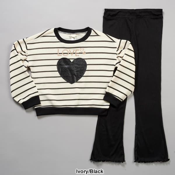 Girls &#40;7-12&#41; Derek Heart Stripe Sweatshirt & Flare Leggings Set