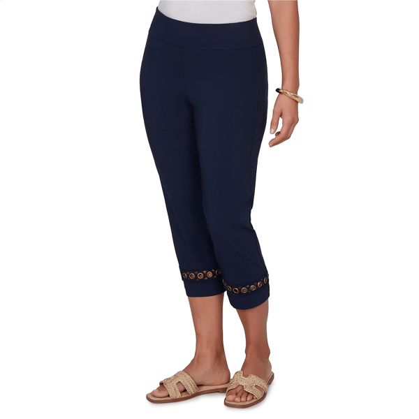 Plus Size Emaline Summer In The City Pull On Grommet Hem Capris