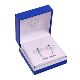 Silver-Tone CZ Dragonfly Drop Earrings