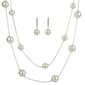 Simulated Cream Pearl Necklace & Earrings Set - image 1
