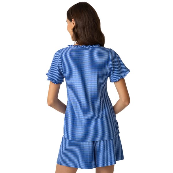 Womens HUE®  Short Sleeve Riviera Stripe Pointelle Pajama Tee