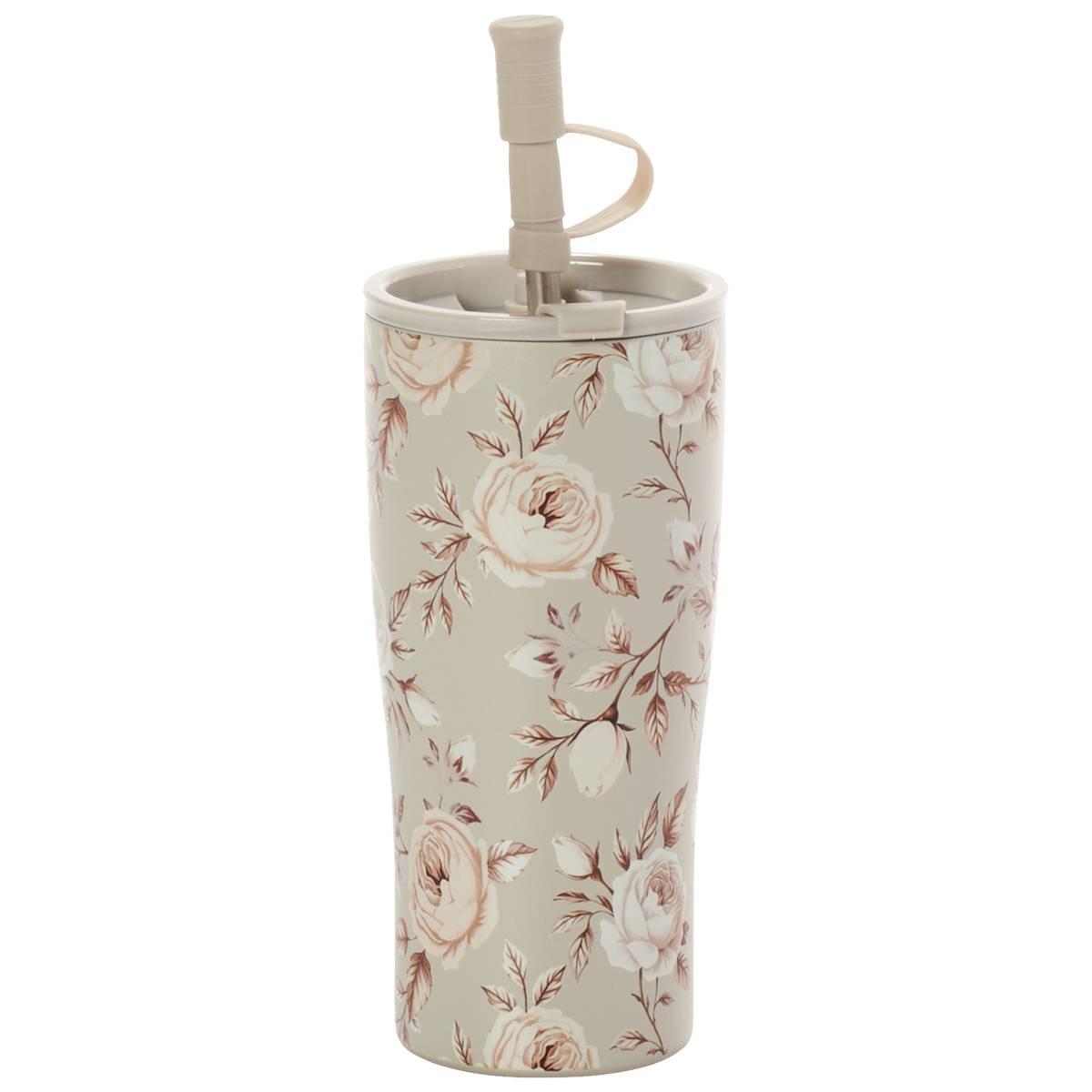 Wellness 20oz. Double Wall Porcelain Rose Travel Cup