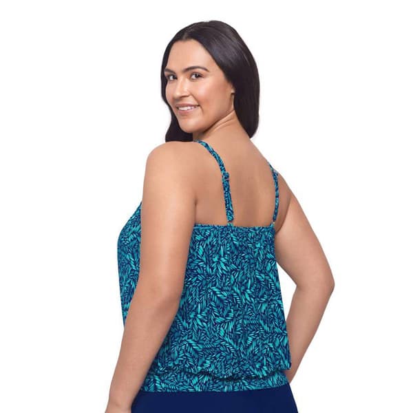 Plus Size American Beach Jump Around Blouson Tankini Swim Top