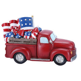 Resin Red Truck w/ USA Flags