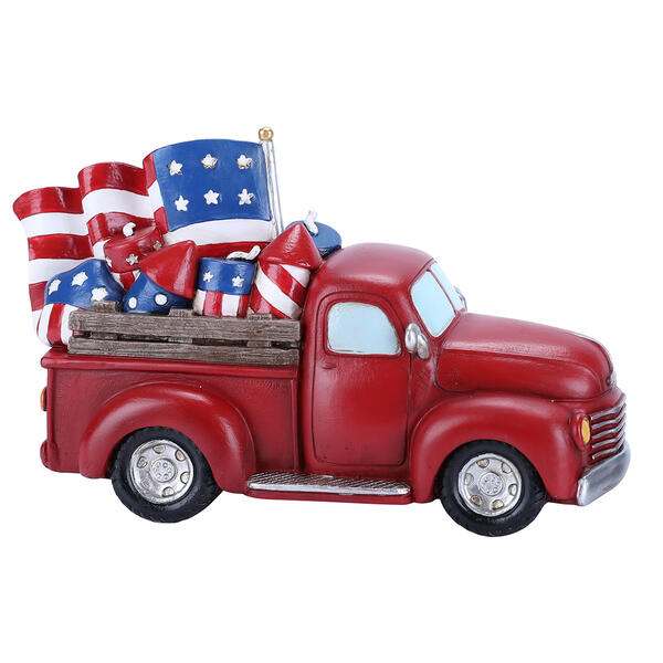 Resin Red Truck w/ USA Flags - image 