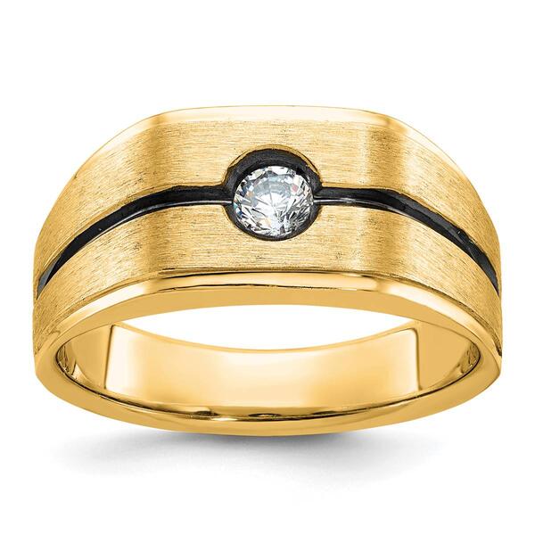Mens Diamond Classics&#40;tm&#41; 10kt. Gold 1/5 ctw Embedded Diamond Ring - image 