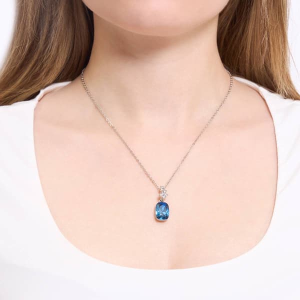 Athra Silver Plated & Dark Blue Crystal Pendant Necklace