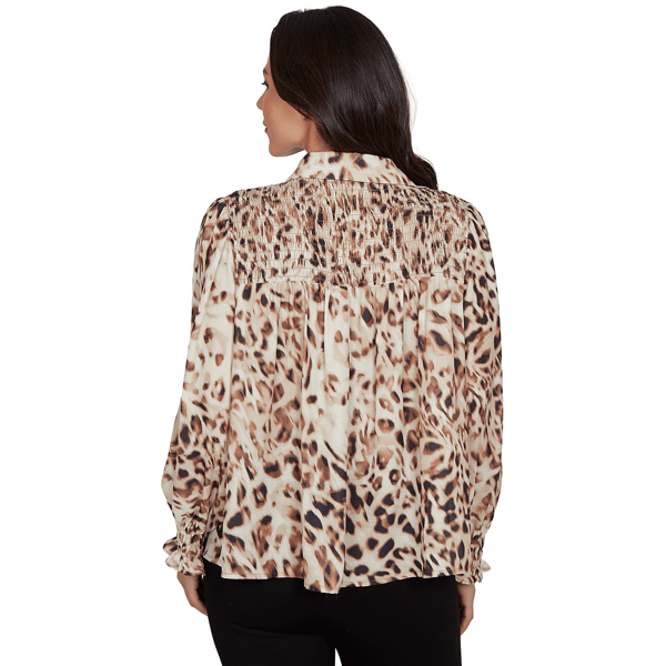 Womens Skye''s the Limit Wild Romance V-Neck Cheetah Blouse