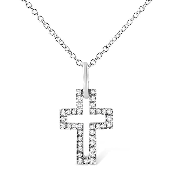 Haus of Brilliance Sterling Silver 1/10ctw. Diamond Cross Pendant