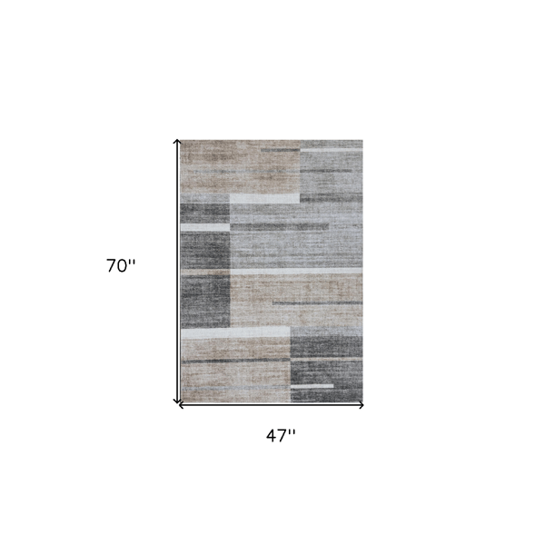 HomeRoots Modern Grey & Brown Abstract Rectangular Area Rug