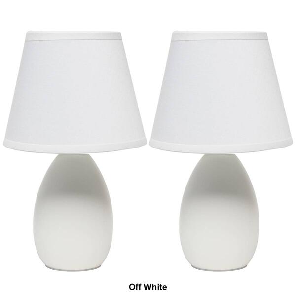 Simple Designs Mini Egg Oval Ceramic Table Lamp w/Shade-Set of 2