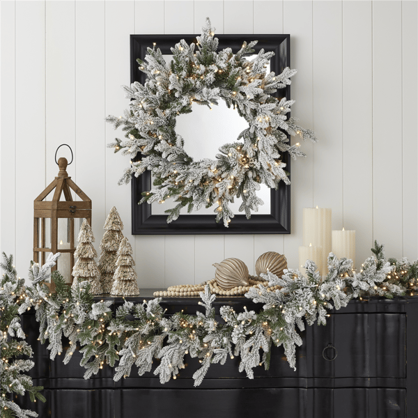 Seasonal LLC LED Dandan Pine 24in. Flocked Christmas Wreath