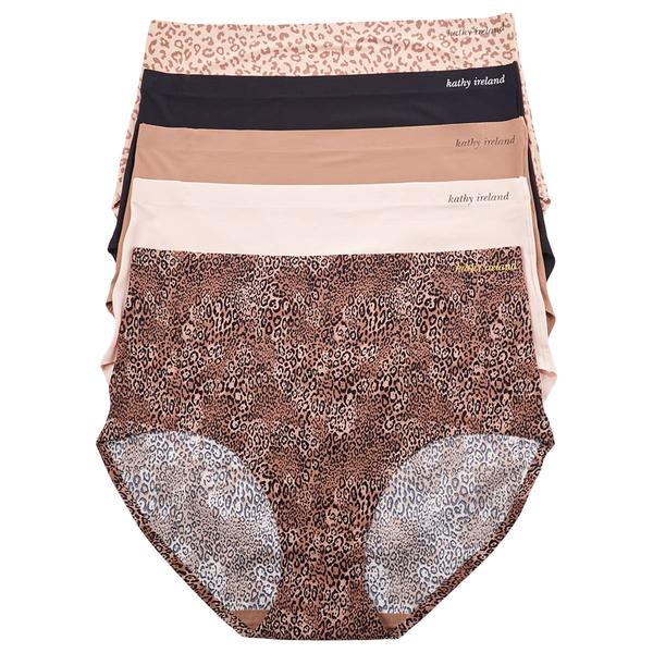 Plus Size Kathy Ireland Laser Brief Panties - 5PKBF1569XLEO - image 
