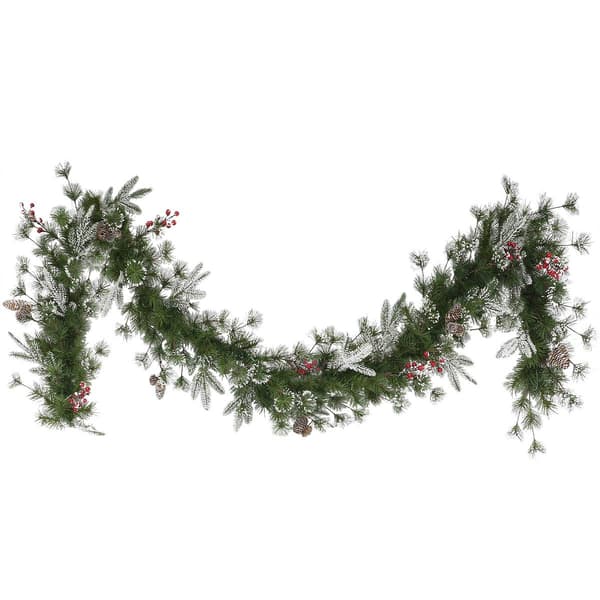 Puleo International 9ftx10in Life-Like 220 Tips Decorated Garland