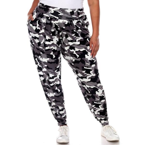 Plus Size White Mark Camo Harem Joggers Pants
