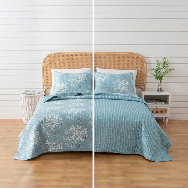 FreshFolds 3pc. Reversible Coastal Themed Quilt Set