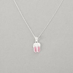 Kids Sterling Silver Ballet Slipper & Pink Crystal Pendant
