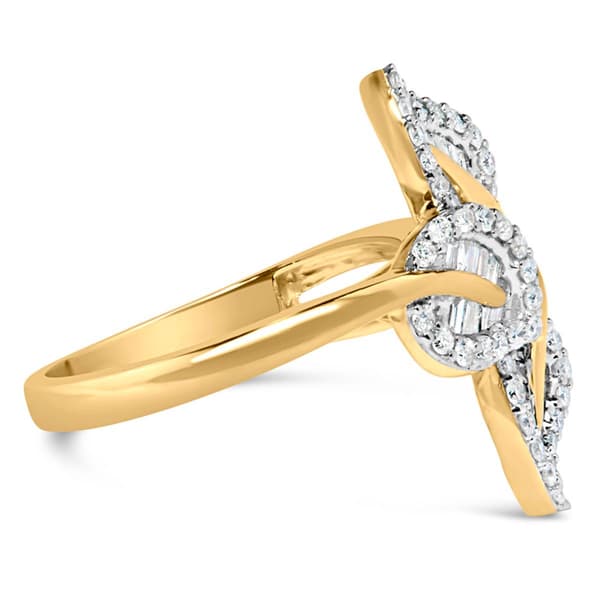 Haus of Brilliance 18kt. Gold Plated 1/2ctw. Diamond Leaf Ring