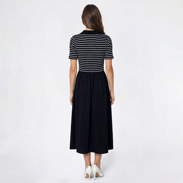 Womens Absolutely Famous Short Sleeve Stripe Midi Sweater Dress