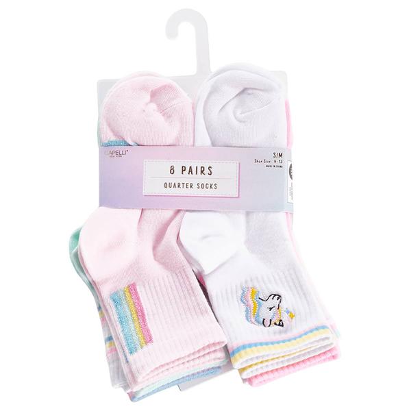 Girls Capelli New York 8pk. Pastel Unicorn Quarter Socks - image 