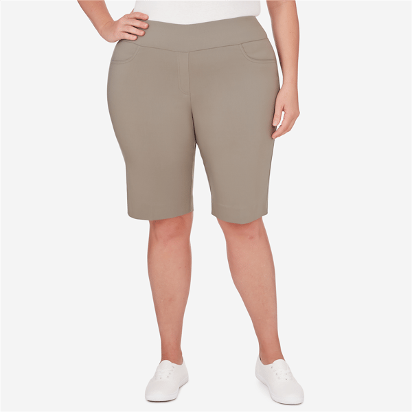 Plus Size Ruby Rd. Key Items Pull On Tech Bermuda Shorts - image 