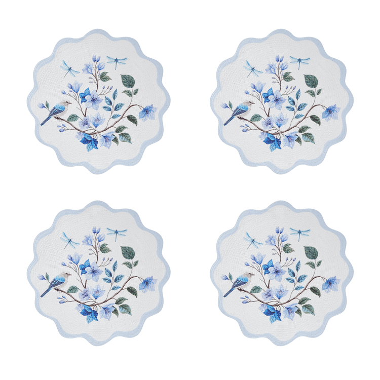 Avanti Bluebird Woven Braided Round Placemats - Set of 4
