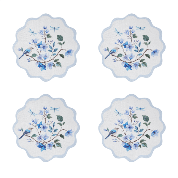 Avanti Bluebird Woven Braided Round Placemats - Set of 4 - image 