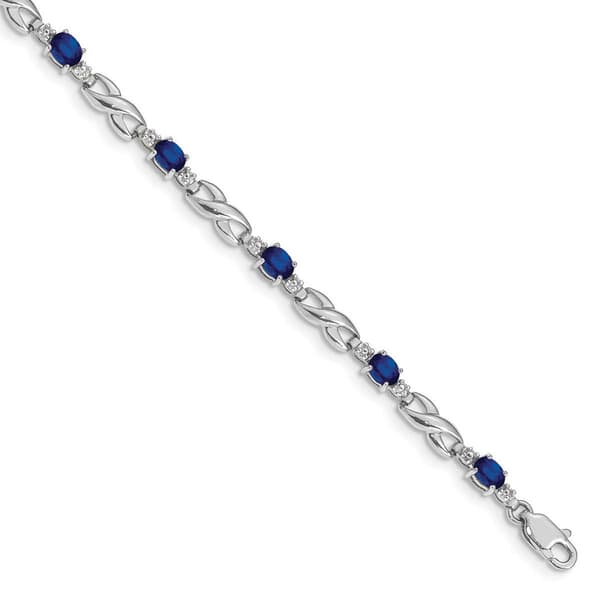 Gemstone Classics&#40;tm&#41; Sapphire & Diamond Oval Link Bracelet - image 