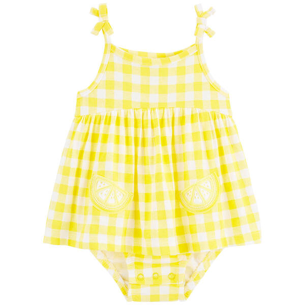 Baby Girl &#40;NB-24M&#41; Carters&#40;R&#41; Check w/ Lemon Pocket Sunsuit - image 