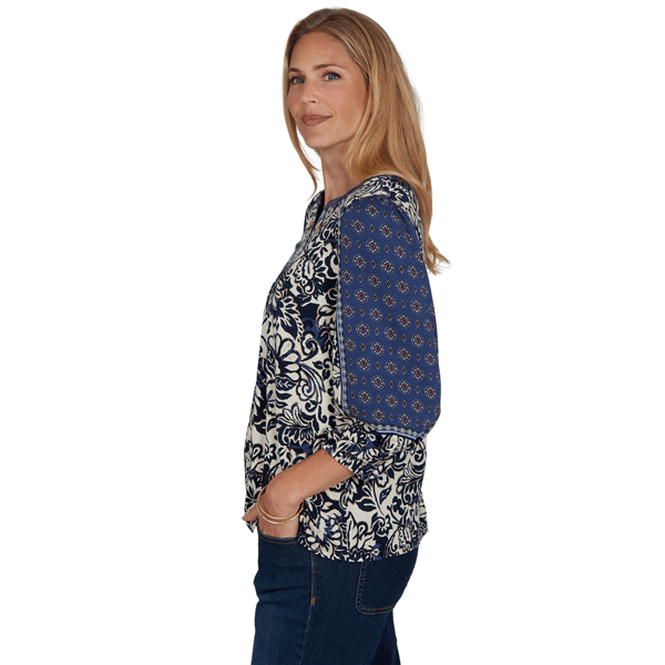 Petite Ruby Rd. English Countryside 3/4 Sleeve Foliage Blouse